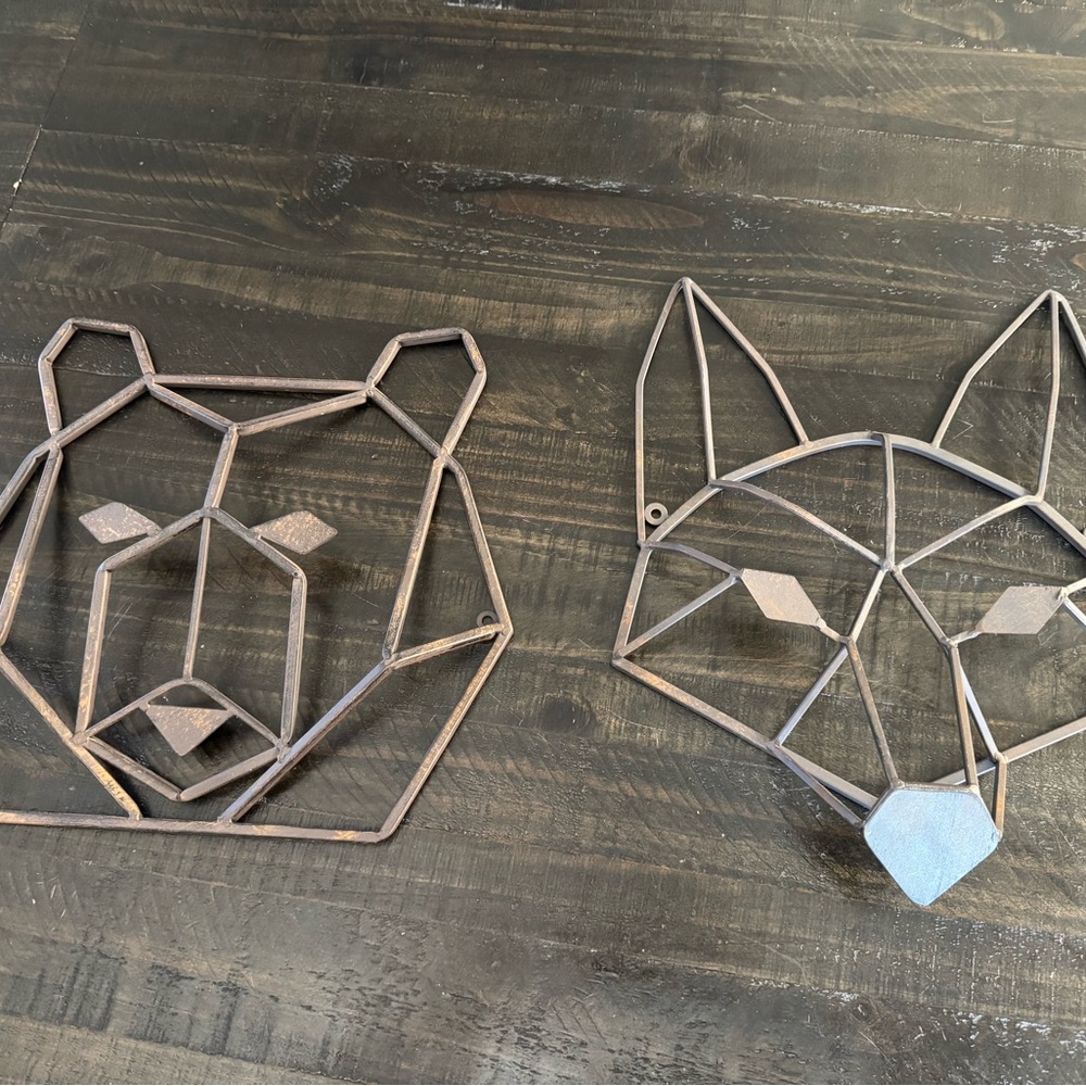 Geometric Animal Wall Art Set - Brown